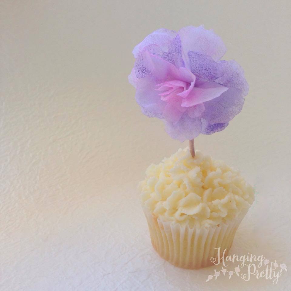 Purple cupcake flower picks - Hanging Pretty