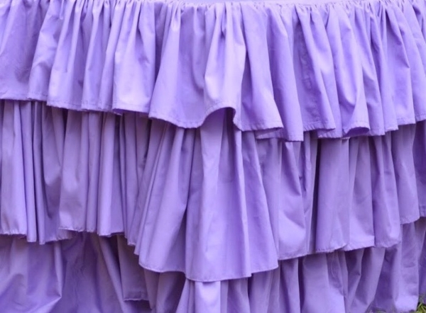 Purple ruffled tablecloth for hire - Sweet Heavenly Events Hire (Sydney)