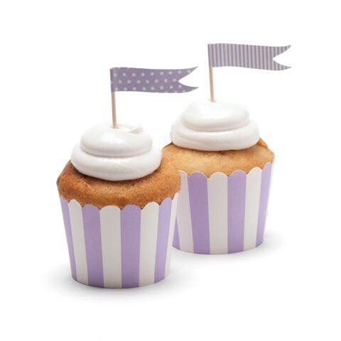 Purple baking cups and flags - Little Kite