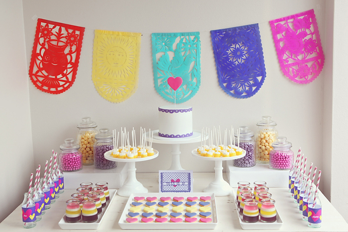 Mexican Papel Picado dessert table - Sweet Style