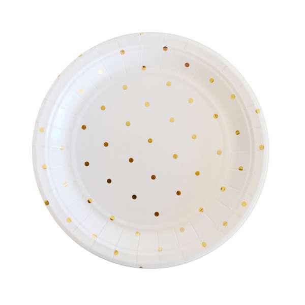 Gold spot plates, pack of 10, $7.95 - The Party Parlour