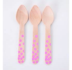 Pink dot wooden teaspoons - Love the occasion