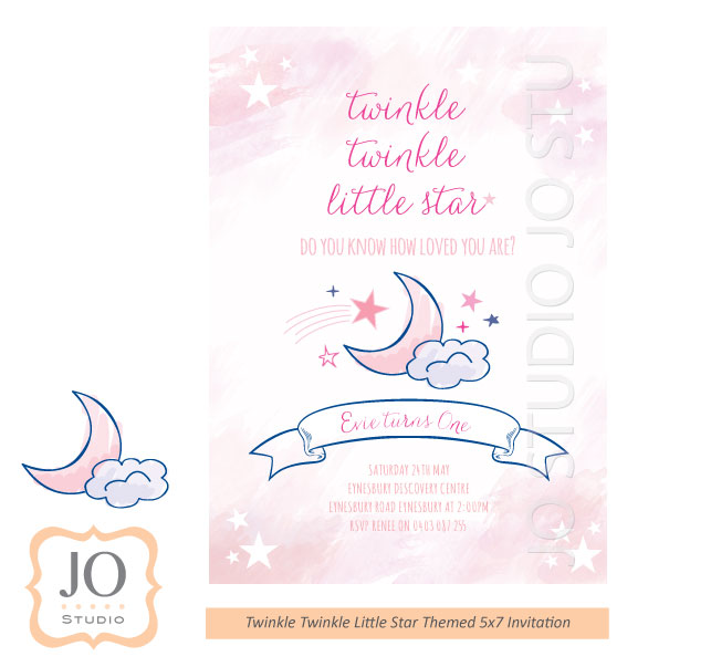 Twinkle Twinkle little star party invitation - Jo Studio