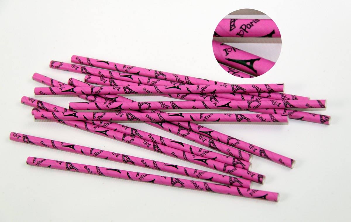 Pink paris straws - Confectionately Yours