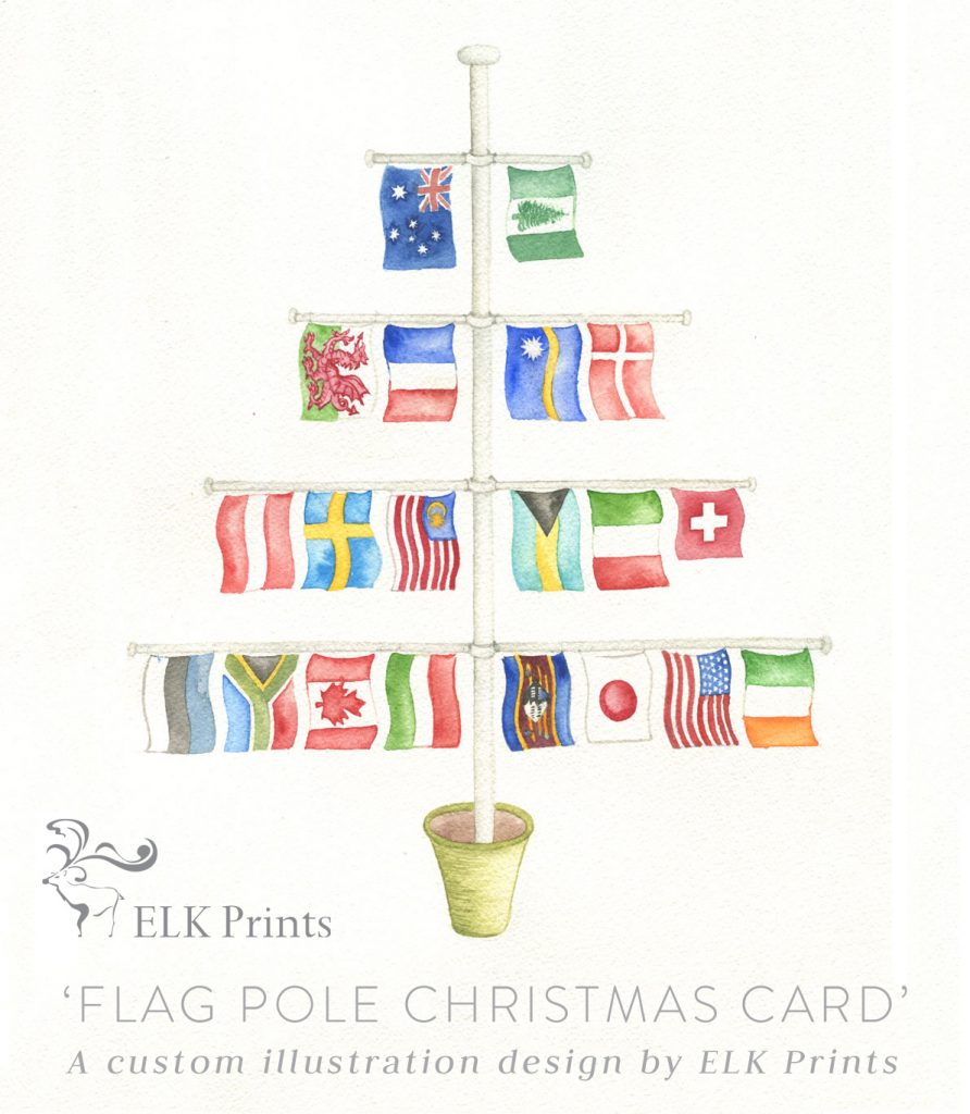 Custom illustrated christmas card - Elk Prints