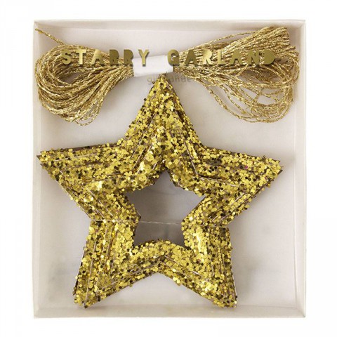 Gold glitter star garland - Emiko Blue