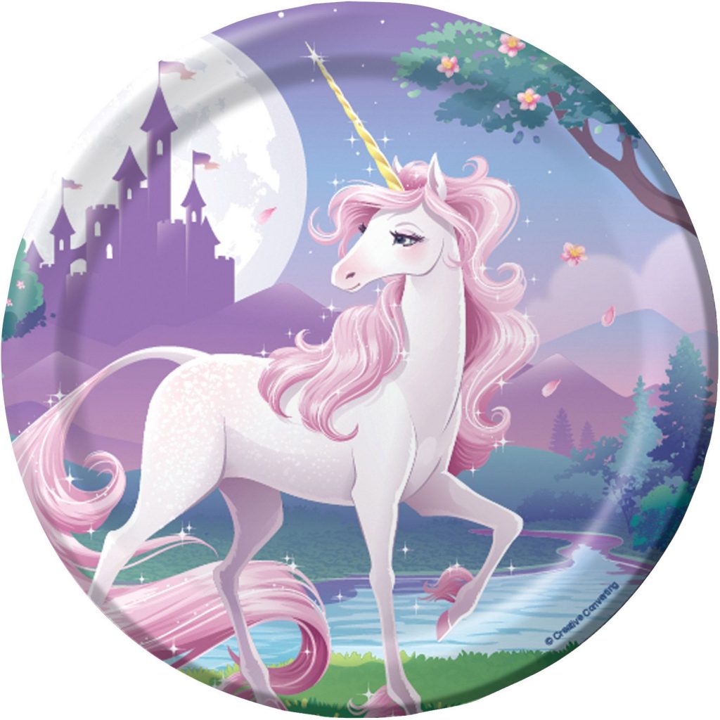 Fantasy unicorn paper plates