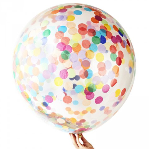 Jumbo rainbow confetti balloon - Emiko Blue