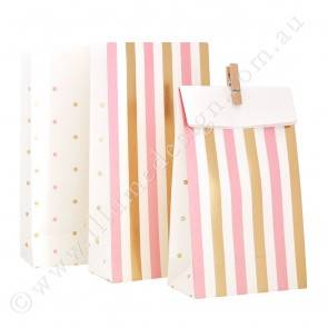 pink and gold party bags