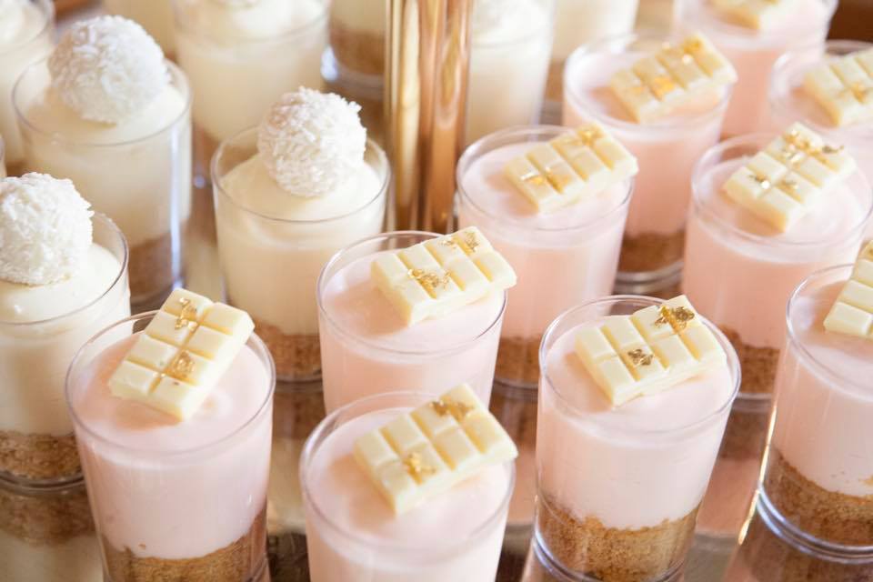 pink and gold desserts