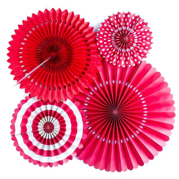 red paper fan decorations