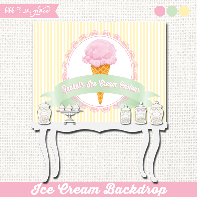 Vintage ice cream printable backdrop - Giggles and Grace Designs