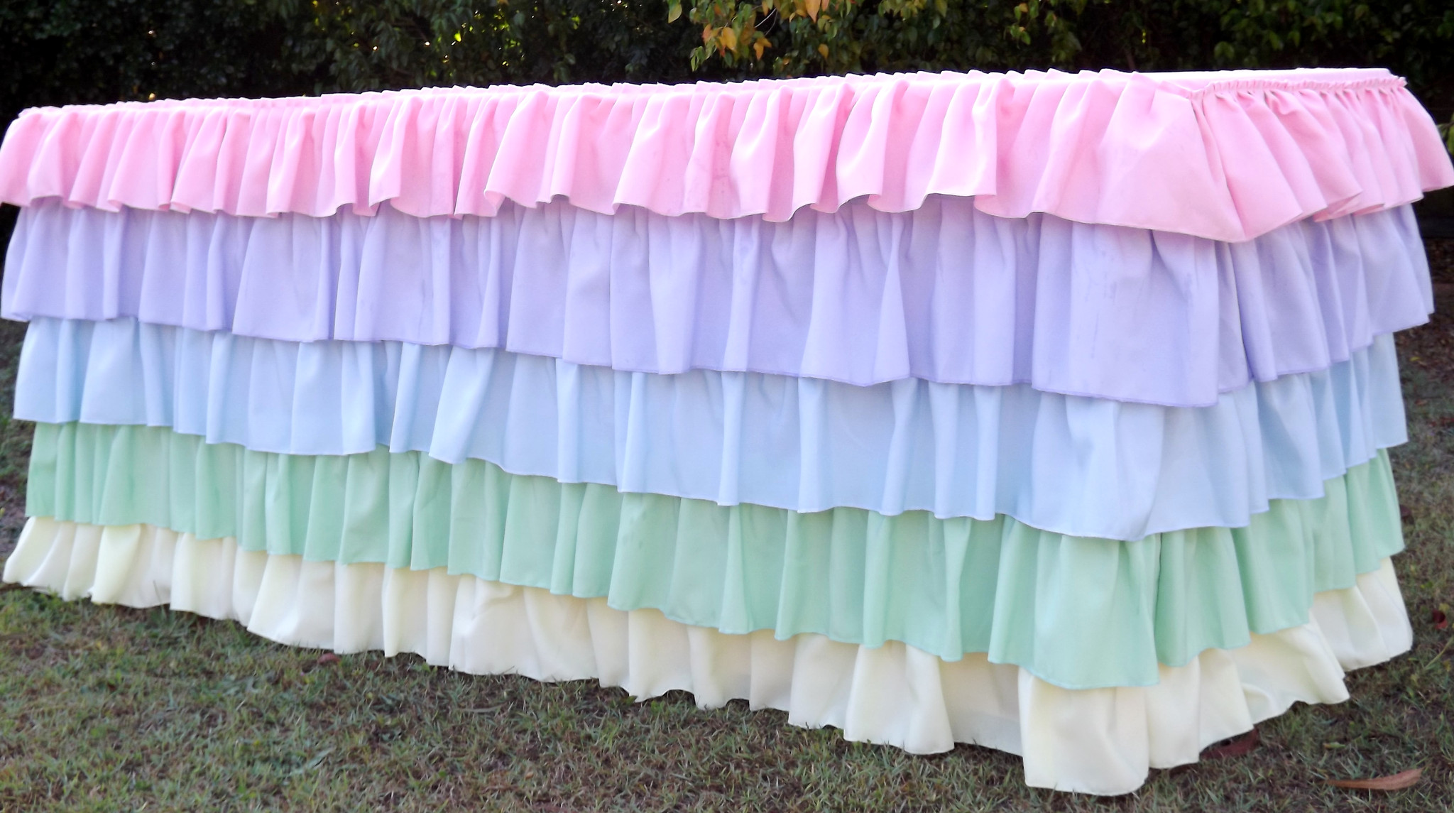 Pastel ruffled tablecloth -Saffy and May