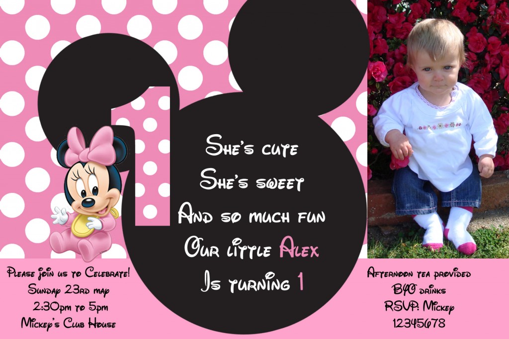 Minnie Mouse photo invitation - Sweetheart Party Extras
