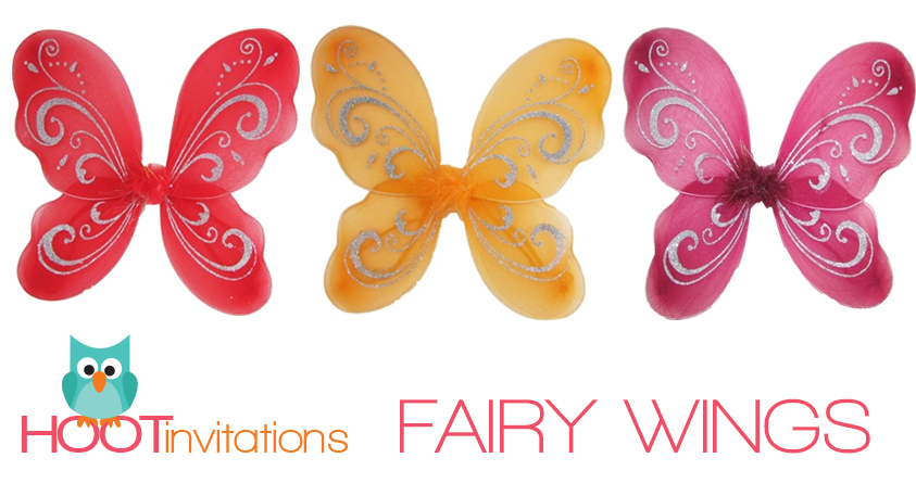 5 fairy wings (your choice of colours - Hoot Invitations