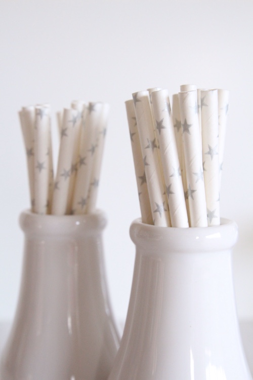Silver star straws -  Butterfly Kisses celebrations