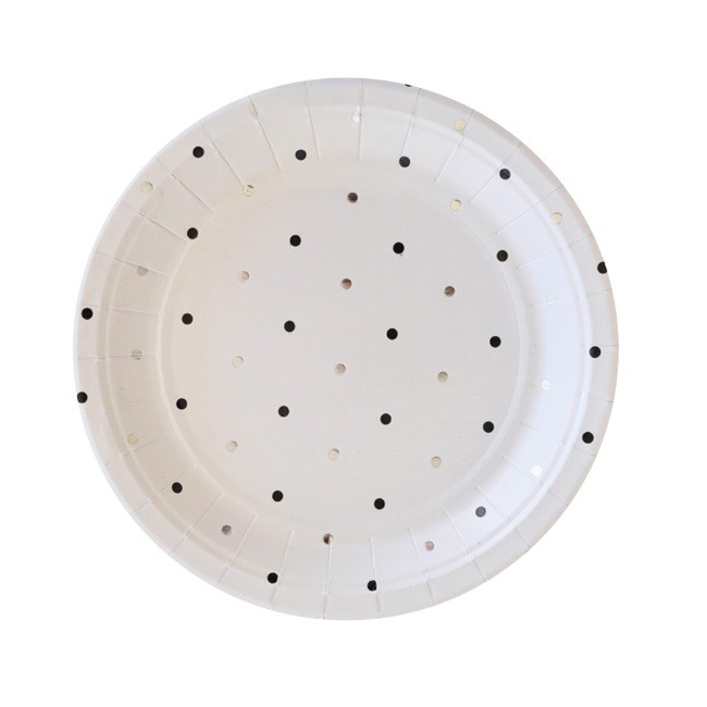 Silver and Black spots plate - Illume Partyware