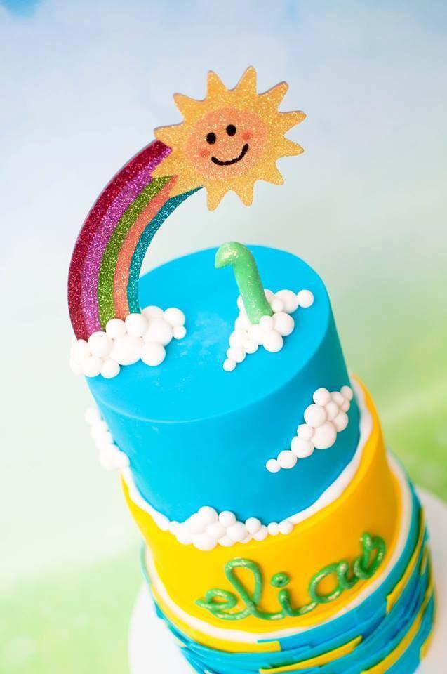 Rainbow and sunshine cake topper - Glistening Occasions (Cake by It's a Cake Thing)