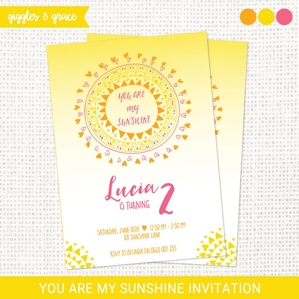 You are my sunshine invitation - Giggles and grace designs