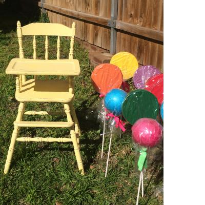 Yellow high chair for hire - Tiny Tots Toy Hire (Sydney)