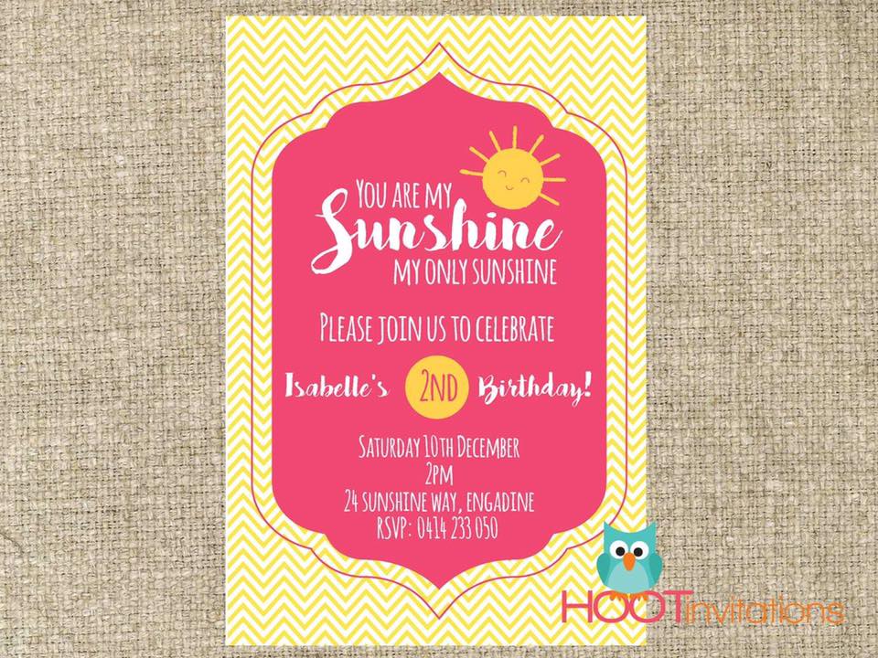 You are my sunshine - Hoot Invitations
