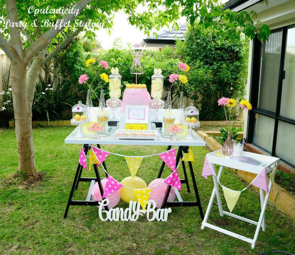 Pink and yellow dessert table - Opulenticity Party & Buffet Styling