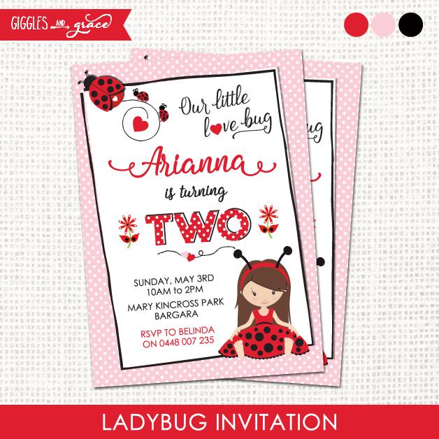 Ladybug Invitation - Giggles and Grace Designs