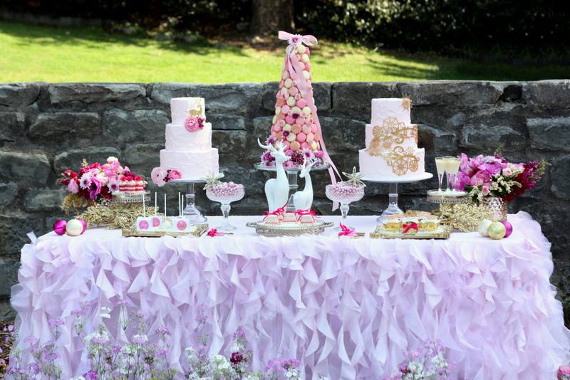 White ruffled tablecloth - Wild Rose Sweets and Styling
