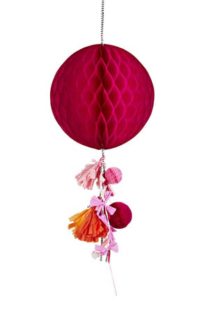 Cerise honeycomb ball decoration - Poppies for Grace
