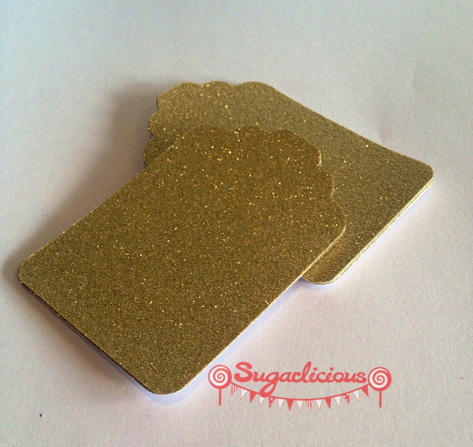 Gold glitter tags - Sugarlicious Parties
