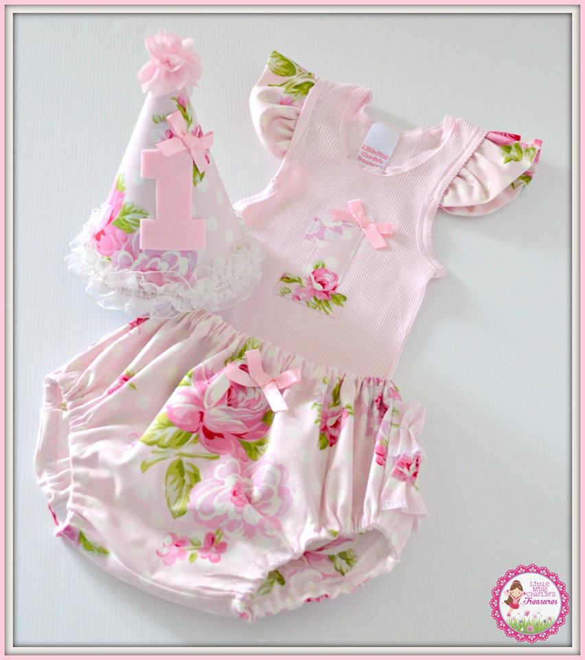 Floral party birthday girl outfit - Little Miss Charlie's Treasures