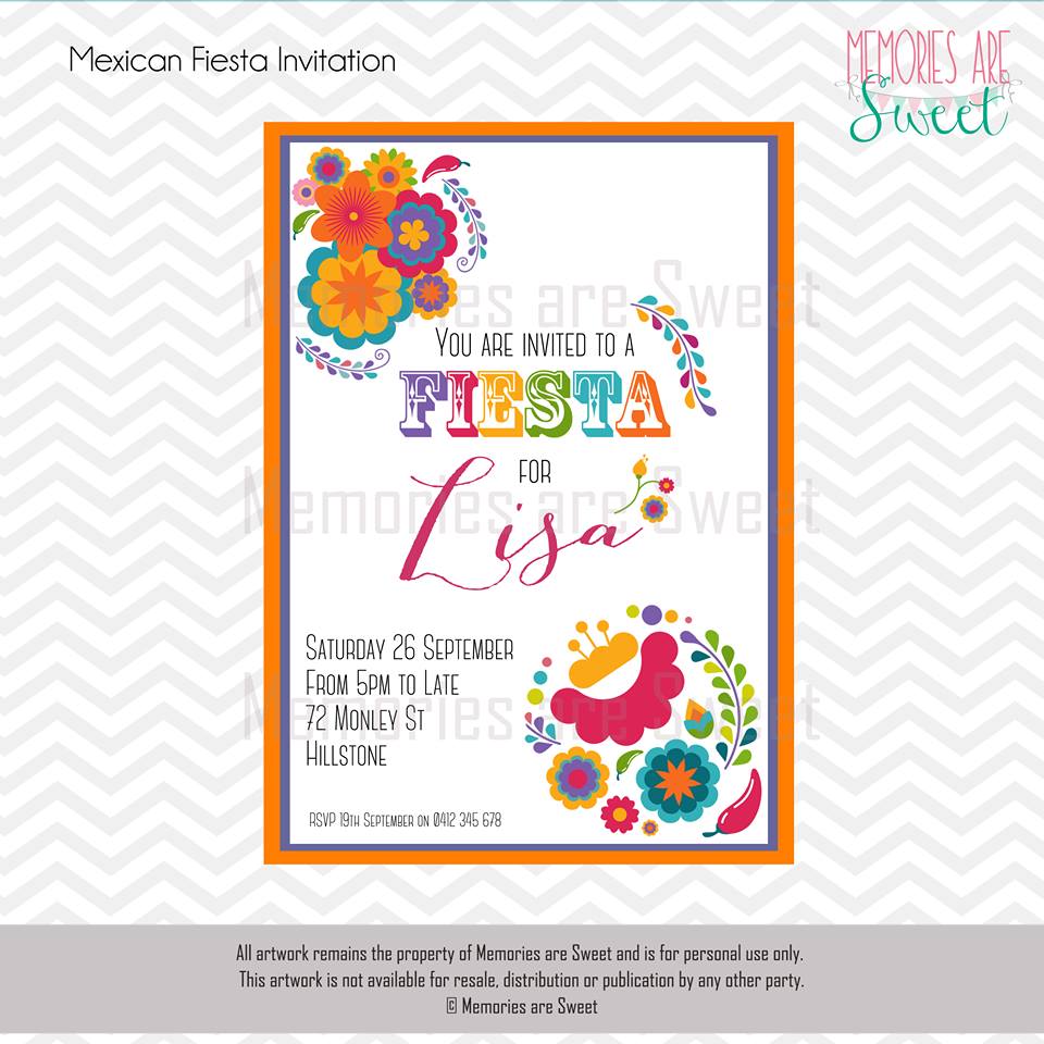 Mexican Fiesta invitation - Memories Are Sweet