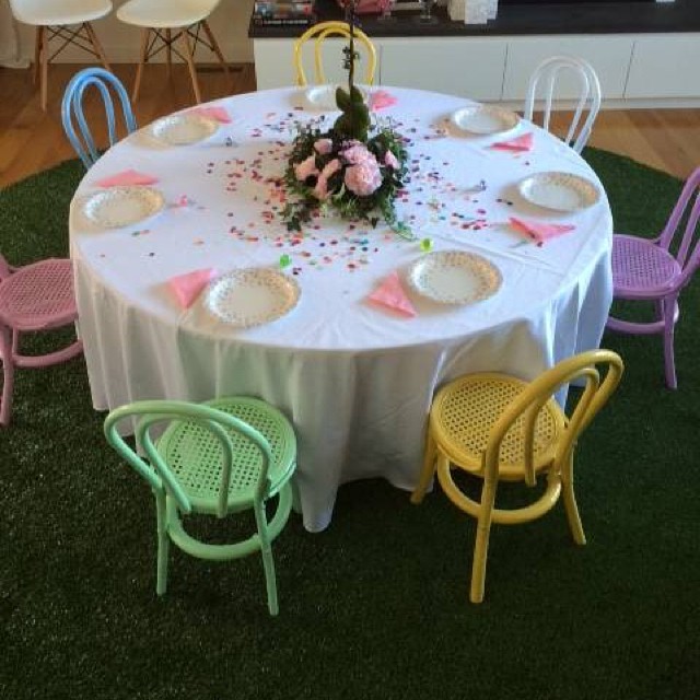 Round table and kids bentwood chairs for hire - Mini Party People (Melb, Syd)