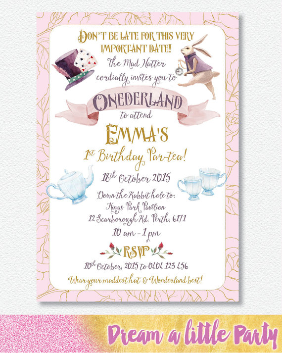 Alice in wonderland invitation printable - Dream a little party