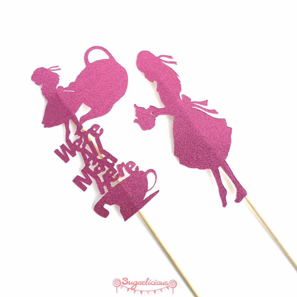 Alice in wonderland cupcake or cake toppers - Sugarlicious Parties