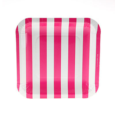 Hot pink striped plates - Ruby Rabbit Partyware