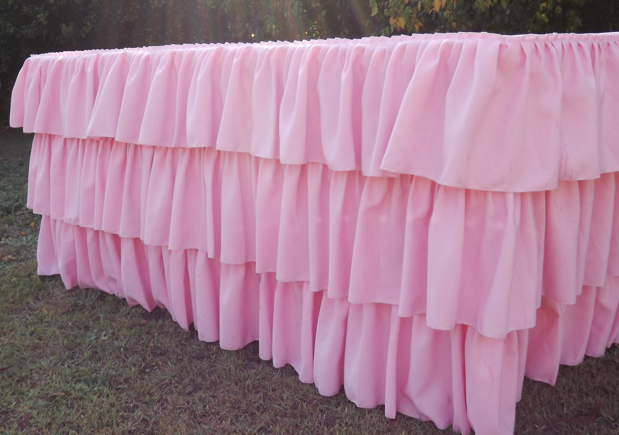 Pink ruffled tablecloth for hire (or purchase) - Saffy and May (Qld)