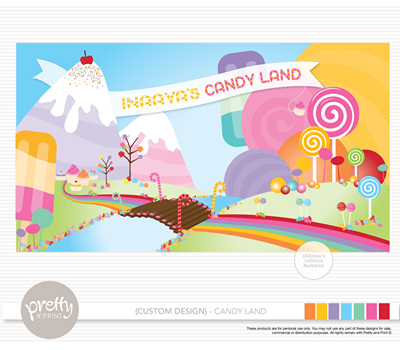 Candyland party backdrop - Pretty and Print