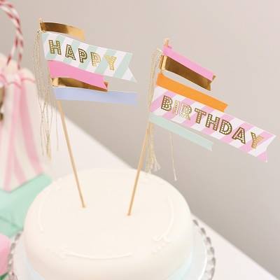 Toot Sweet Happy birthday cake topper - Ruby Rabbit Partyware
