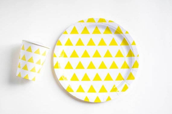 Yellow triangle plates - Ruby Rabbit Partyware