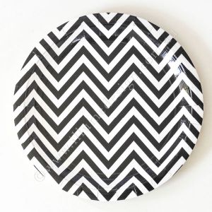Large black and white chevron plates - Love The Occasion