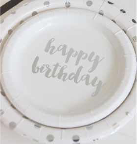Silver foil party plates - Saffy and May