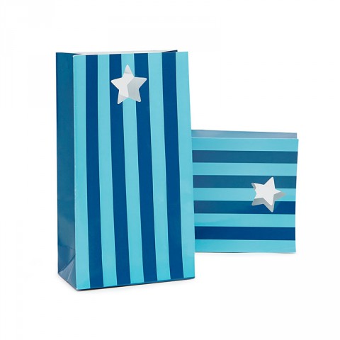 Blue stripe star favour bags - Emiko Blue