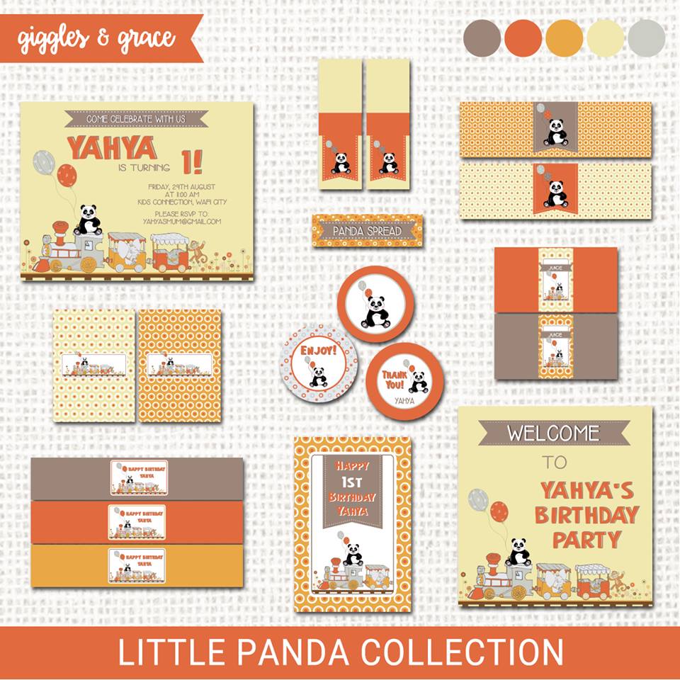 Panda party invitation and printables - Giggles and Grace Designs