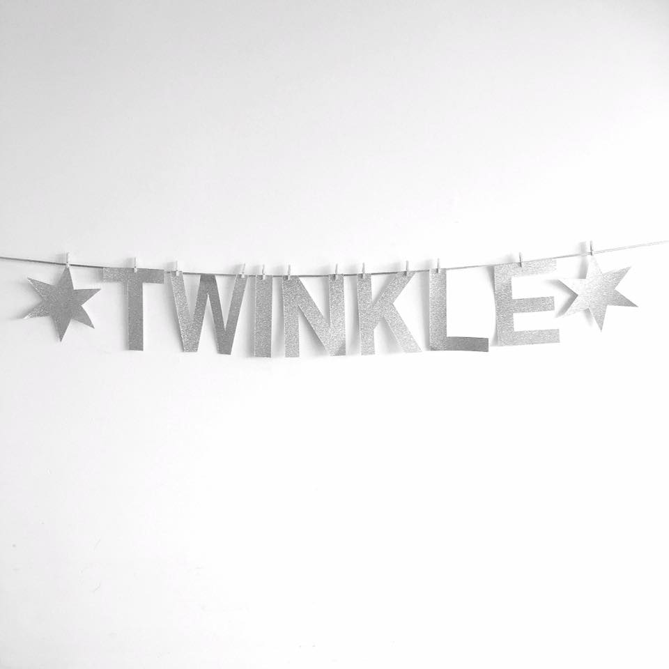 Twinkle Twinkle silver glitter garland - Sugarlicious Parties