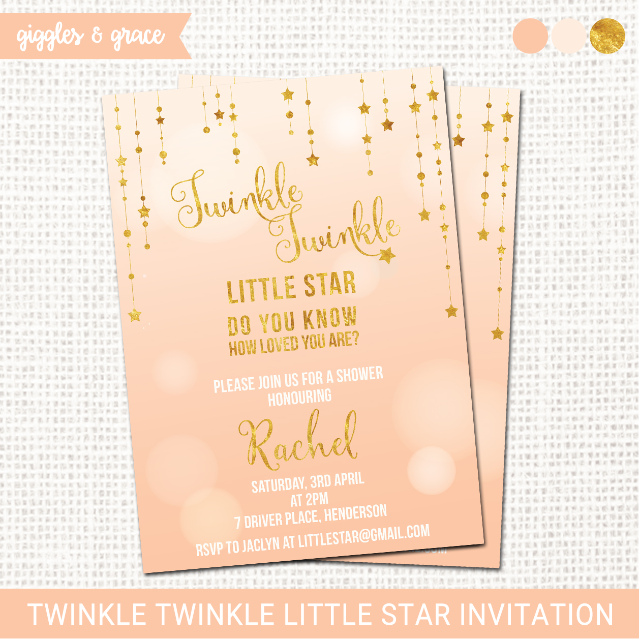 Twinkle Twinkle little star invitation - Giggles and Grace Designs
