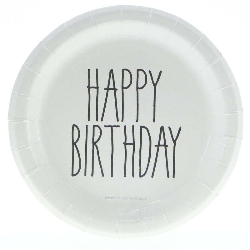Black and white happy birthday plates - Hip and Hooray