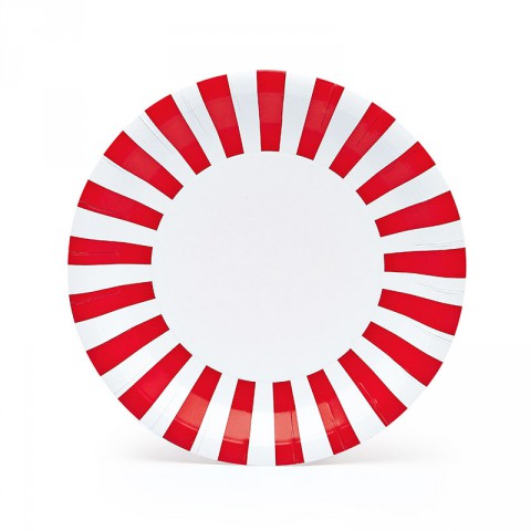 Red candy cane plates - Emiko Blue