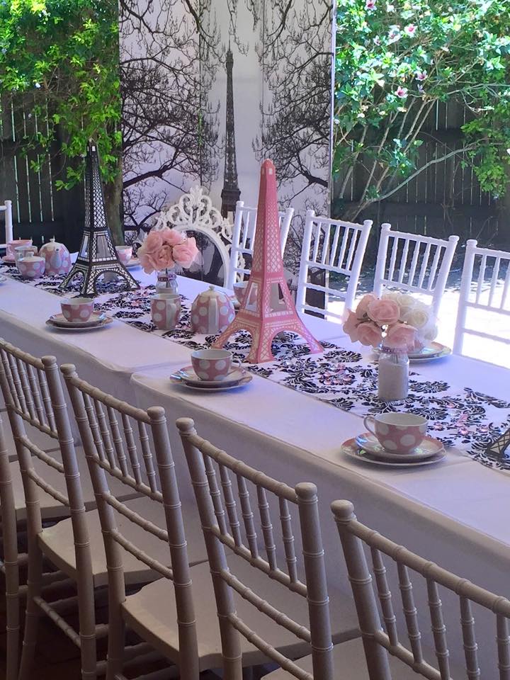 Paris party props and tables and chairs - Enchanted Party hire (Qld)