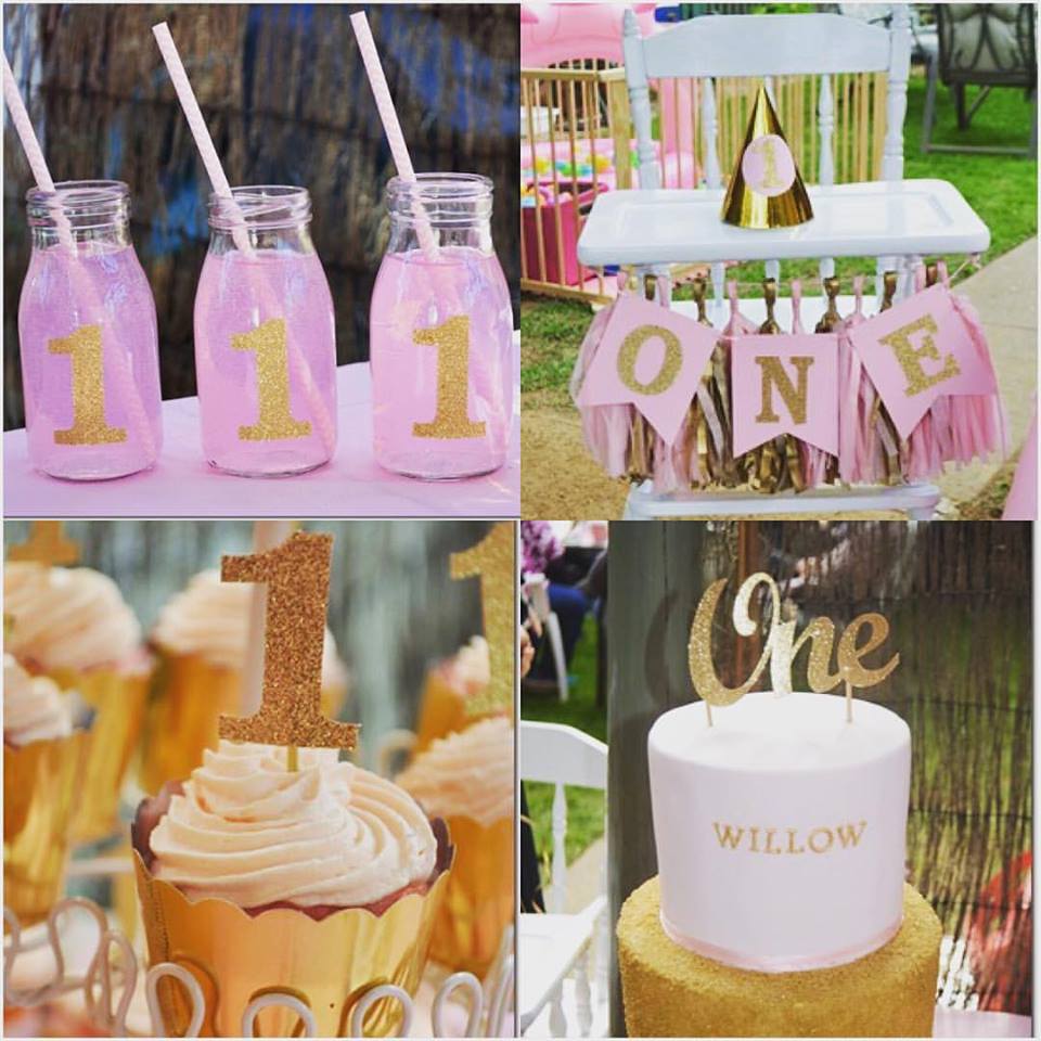 pink and gold glitter theme